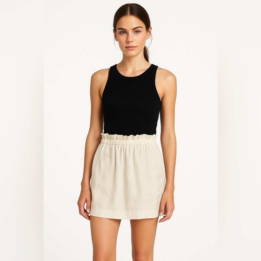 NWT Isabel Marant Cream Linen-Blend Mini Skirt FR 38 / US 6 Summer Resort Chic